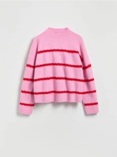 Reserved - Sweter w paski - różowy - Swetry damskie - miniaturka - grafika 1