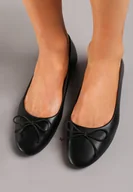 Baleriny - Czarne Balerinki z Cienką Kokardką Ivna - miniaturka - grafika 1
