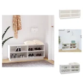 Szafki na buty - vidaXL Stojak na buty biały 110x34x45 cm lite drewno sosnowe - Stojaki i szafki na buty - miniaturka - grafika 1
