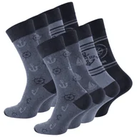 Skarpetki męskie - Męskie Skarpety 4 pary bawełniane granatowe z marynistycznymi wzorami 39/42 - miniaturka - grafika 1