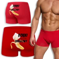 Majtki damskie - BOKSERKI CZERWONE Męskie Na Prezent DZIĘKI ZA WSZYSTKIE ORGAZMY Banan XXL - miniaturka - grafika 1
