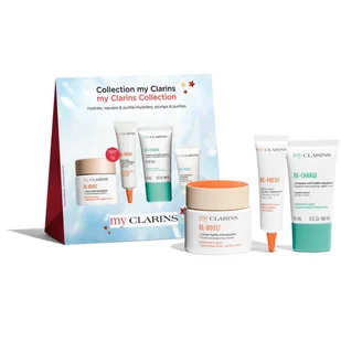 Clarins My Clarins Collection Zestaw krem do twarzy Re-Boost Hydra-Energizing Cream 50 ml + krem pod oczy Re-Fresh Fatigue-Fighter Eye Care 15 ml + maska do twarzy na noc Re-Charge Hydra-Replumping Night Mask 15 ml + żel oczyszczający Re-Move Purifying Cleansing Gel 5 ml - Zestawy kosmetyków damskich - miniaturka - grafika 1