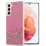Etui i futerały do telefonów - Pokrowiec Do Samsung Galaxy S21 5G Etui w Różowy z Brokatem Glitter Obudowa Case Cover TPU Cadorabo - miniaturka - grafika 1