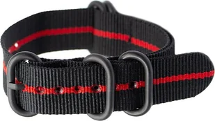 Pasek N01 NATO parciany do zegarka - czarny/czerwony - 22mm - Akcesoria do smartwatchy - miniaturka - grafika 1