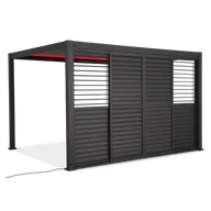 Kratki i pergole - Żaluzjowe drzwi do pergoli PREMIUM 4m anthracite, przesuwane - GUTROOF - miniaturka - grafika 1