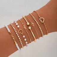 Inne - TEMU Zestaw 8 Eleganckich Bransoletek, Otwarta Bransoletka w Kształcie - Wieloczęściowy Biżuterii dla Kobiet na Codzień i na Imprezę, Modna Biżuteria - miniaturka - grafika 1
