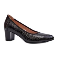 Czółenka - Vinceza Lakierowane Czółenka Z Tłoczeniem Czarne Cynania - miniaturka - grafika 1