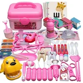 Zabawy w naśladowanie dorosłych - Mały Doktor Zestaw Małego Lekarza Dentysty Dla Dzieci Walizka Dźwięk 60 Ele - miniaturka - grafika 1