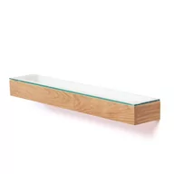 Półki łazienkowe - Półka z drewna dębowego ze szklanym blatem Wireworks Mezza, 55 cm - miniaturka - grafika 1