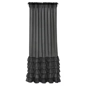 Firany - Czarna firana GLAMOUR FALBANY DOLLY 140X250 żabki EUROFIRANY - miniaturka - grafika 1