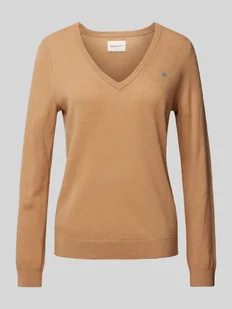 Sweter z wełny z dekoltem w serek - Swetry damskie - miniaturka - grafika 1