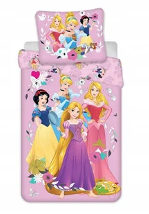 Pościel Disney Księżniczki 160x200 Różowa Aurora Kopciuszek 100% Bawełna - Pościel dla dzieci - miniaturka - grafika 1