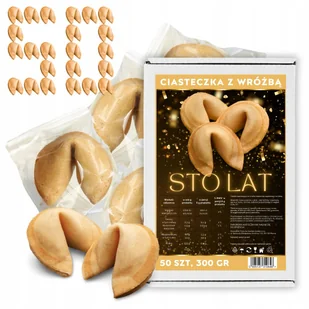 Magia Ciasteczka z Wróżbą na przybycie STO LAT Ciastka z Wróżbą 50 szt - Pieczywo chrupkie - miniaturka - grafika 1
