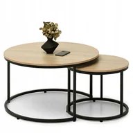 Ławy i stoliki kawowe - Zestaw Dwóch Okrągłych Stolików Kawowych Do Salonu Karel Sonoma Czarny - miniaturka - grafika 1