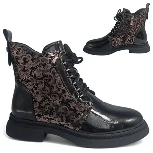 Botki Damskie SKÓRZANE Eleganckie Wsuwane Trzewiki Jesienne Modne Barski 39 - Botki damskie - miniaturka - grafika 1