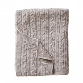 Koce i narzuty dla dzieci - Dzianinowy kocyk beżowo-szary wełna Merino, JackOJuno - miniaturka - grafika 1