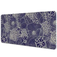 Podkładki na biurko - Mata ochronna na biurko Kwiatowy niebieski wzór 90x45 cm - miniaturka - grafika 1