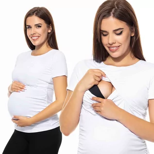 Odzież ciążowa - Bluzka Do Karmienia Ciążowa Krótki Rękaw biały M - Anda - grafika 1