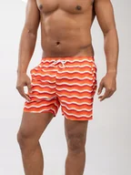 Kąpielówki męskie - SPODENKI KĄPIELOWE DO PŁYWANIA MĘSKIE SZORTY Pomarańczowe MyStars FALE S - miniaturka - grafika 1