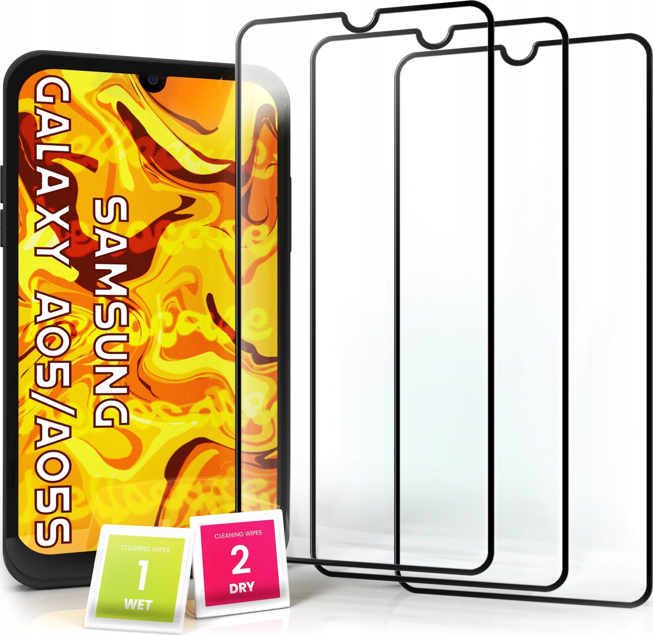 Hello Case 3-pak SZKŁO HARTOWANE DO Samsung A05 / A05s na cały ekran 9H ochronne 5D