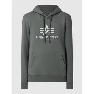 Bluzy męskie - Bluza z kapturem z mieszanki bawełny - Alpha Industries - grafika 1