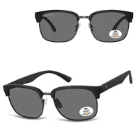 Okulary korekcyjne, oprawki, szkła - Czarne okulary przeciwsłoneczne półramki z polaryzacją MP192 - miniaturka - grafika 1