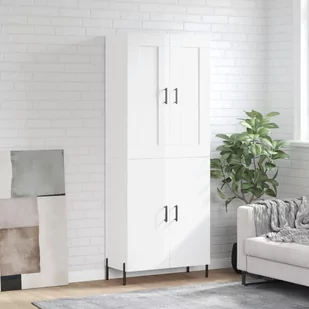 vidaXL Witrynka biała połysk 69,5x34x180 cm materiał drewnopochodny - Witryny - miniaturka - grafika 1