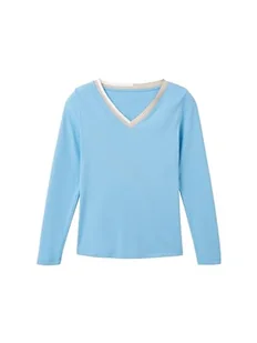 TOM TAILOR Damska koszulka z długim rękawem, 15592 – Clear Light Blue, 3XL - Koszulki i topy damskie - miniaturka - grafika 1