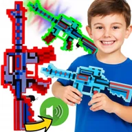 Klocki - Karabin Minecraft na Baterie Pixel Świecący + Dźwięki Broń z Gry Majkraft - miniaturka - grafika 1