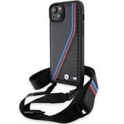 Etui i futerały do telefonów - BMW BMHCP15M23PSVTK iPhone 15 Plus / 14 Plus 6.7" czarny/black hardcase M Edition Carbon Tricolor Lines & Strap - miniaturka - grafika 1