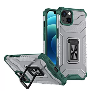 Hurtel Crystal Ring Case pancerne hybrydowe etui pokrowiec + magnetyczny uchwyt iPhone 13 mini zielony - Etui i futerały do telefonów - miniaturka - grafika 1