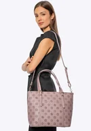 Torebki damskie - Damska shopperka z imitacji skóry w tłoczenie zgaszony róż - miniaturka - grafika 1