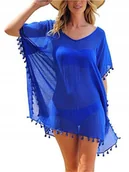 Bluzki damskie - LETNIA TUNIKA PLAŻOWA PAREO NARZUTKA NA PLAŻĘ SUKIENKA DAMSKA SZYFON KOLORY - miniaturka - grafika 1
