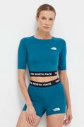 Koszulki sportowe damskie - The North Face t-shirt treningowy kolor turkusowy - miniaturka - grafika 1