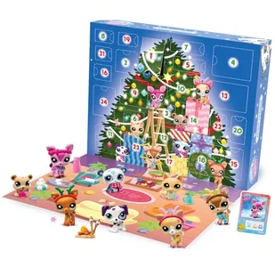 Littlest Pet Shop - Kalendarz adwentowy dla zwierząt domowych, 8 sklepów dla zwierząt domowych i 16 akcesoriów, kalendarz 24 pudełka na Boże Narodzenie, mini figurynki dla zwierząt do kolekcjonowania - Ozdoby bożonarodzeniowe - miniaturka - grafika 1