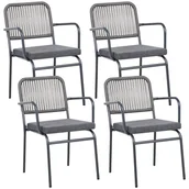Fotele i krzesła ogrodowe - BELIANI Zestaw 4 krzeseł ogrodowych z poduszkami TACENO Metal Szary - miniaturka - grafika 1
