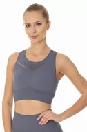 Koszulki sportowe damskie - Top sportowy damski Brubeck Gym Crop Top CR10210 szary - miniaturka - grafika 1