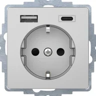 Gniazdka elektryczne - Gniazdo z ładowarką Berker Q.1/Q.3/Q.7 USB A+C 2.4/3.0A - aluminium - miniaturka - grafika 1