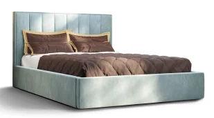Niebieskie welurowe łóżko tapicerowane - Vensari - Łóżka Niebieskie welurowe łóżko tapicerowane - Vensari - Łóżka - miniaturka - grafika 1