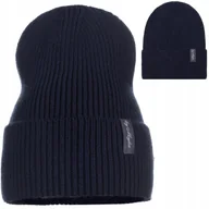 Czapki damskie - Czapka Damska Kobieca Beanie Jesienna Zimowa Polska Marka Majka Granatowa - miniaturka - grafika 1