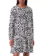 Sukienki - Love Moschino Damska sukienka z długim rękawem Fluid Stretch Viscose Fabric with Brand Animalier All Print Dress, Beżowy Black, 46 - miniaturka - grafika 1