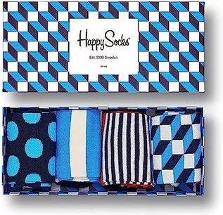 Skarpetki męskie - Happy Socks Big Dot Gift Box, kolorowe i zabawne, Skarpety dla kobiet i mężczyzn, Czarny-Niebieski-Zielony-Pomarańczowy-Liliowy-Turkus-Biały 4 pary (36-40) - grafika 1