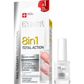 Odżywki do paznokci - Eveline 8in1 Total Action, odżywka do paznokci z drobinkami srebra Silver Shine, 12 ml - miniaturka - grafika 1