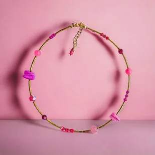 Naszyjnik PINK : choker : summer collection :: RÓZOWY NASZYJNIK - Naszyjniki - miniaturka - grafika 1