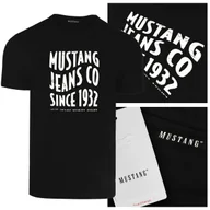 Koszulki męskie - Mustang Koszulka Męska T-shirt Bawełniana 4246 Czarna Rozmiar L - miniaturka - grafika 1