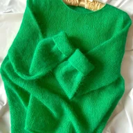 Swetry damskie - TEMU Elegancki Sweter Damski w Głębokiej Zieleni – Okrągły Dekolt, Długi Rękaw, Jednokolorowa Bluzka, Średnio Elastyczny i Wygodny Sweter na Jesień i - miniaturka - grafika 1