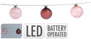 Oświetlenie świąteczne - Lampki kulki szklane 10LED girlanda czerwone 1,5m na baterie IP20 - miniaturka - grafika 1