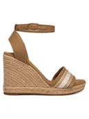 Espadryle damskie - Tommy Hilfiger Espadryle High Wedge Espad Webbing FW0FW09342 Beżowy - miniaturka - grafika 1