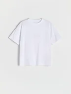 Koszulki dla chłopców - Reserved - Bawełniany t-shirt basic - złamana biel - miniaturka - grafika 1