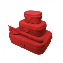 Koziol Lunchboxy Pascal Ready Organic czerwone ze sztućcami 4 el. - Lunch boxy - miniaturka - grafika 1